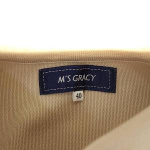 M'S GRACY 21年製 ニット セーター クルーネック 長袖 ボリュームスリーブ 花柄刺繍 40 ベージュ