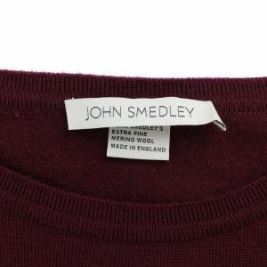 JOHN SMEDLEY ニット セーター 長袖 クルーネック ウール イングランド製 M バーガンディ