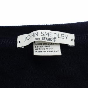 JOHN SMEDLEY BEAMS F別注 ニットカーディガン 長袖 Vネック ウール イギリス製 L ネイビー