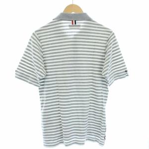 THOM BROWNE ポロシャツ 半袖 ボーダー トリコロール 0 XS ホワイト グレー
