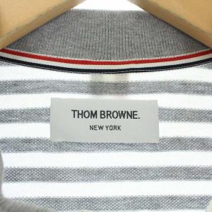 THOM BROWNE ポロシャツ 半袖 ボーダー トリコロール 0 XS ホワイト グレー
