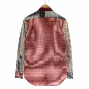 THOM BROWNE クレイジーパターンブロックチェックシャツ 長袖 コットン アメリカ製 1 レッド