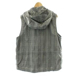 Engineered Garments スモックベスト フード 背抜き裏地 チェック コットン S グレー