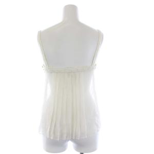 CHANEL 05C キャミソール ツイード 切替 リボン シルク プリーツ 34 ホワイト