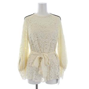 19AW パイピングレースブラウス 長袖 プルオーバー キャミソール付き 36 アイボリー