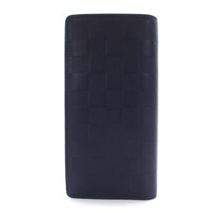 LOUIS VUITTON N63010 ダミエ アンフィニ ポルトフォイユ ブラザ 長財布 レザー 紺