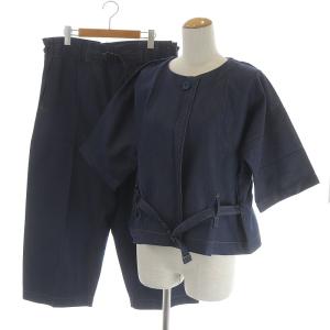 19AW セットアップ ノーカラージャケット ワイドパンツ インディゴ
