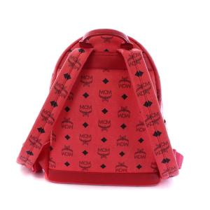 MCM ヴィセトス スタッズ リュックサック PVC レザー レッド