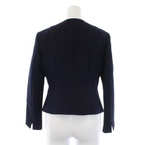 EPOCA ノーカラージャケット ショート丈 ウール混 38 ダークネイビー