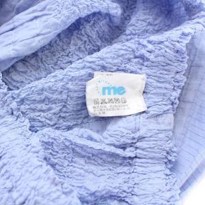 me ISSEY MIYAKE ひざ丈 フレアスカート シワ加工 切替 チェック ライトブルー