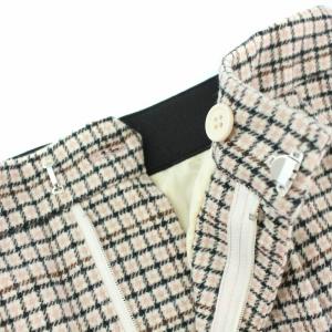 Chesty 19AW フラワーチェックパンツ イージーパンツジップフライ フラワーモチーフ ウール混 0 S ピンク ブラック 茶