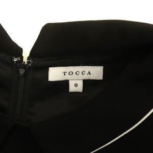 TOCCA LUMINOUS ドレス 19AW フレアワンピース ひざ丈 半袖 襟付き 0 S 黒 ブラック 白 ホワイト