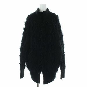 21AW 2WAY FLUFFY FRINGE KNIT カーディガン F ブラック