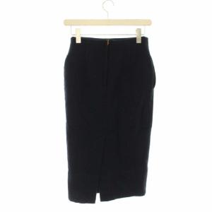 MADISONBLUE タイトスカート ひざ丈 ウール100% スリット XS ネイビー
