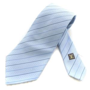 ダミエ ネクタイ レギュラータイ ストライプ シルク ライトブルー ネイビー OH