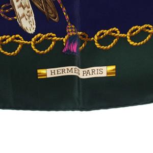 HERMES カレ90 LES OISEAUX DU ROY 王の鳥たち スカーフ シルク 緑