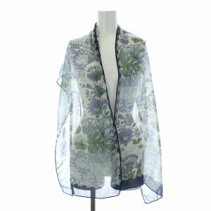 FENDI スカーフ ストール ショール 総柄 花柄 シルク グレー ブルー