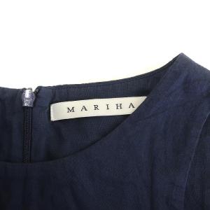 MARIHA フレアワンピース ロング丈 ギャザー ノースリーブ コットン 38 ネイビー