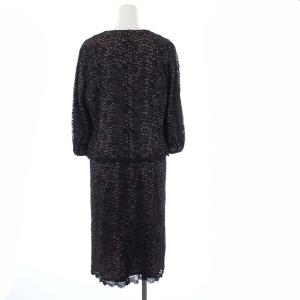 Leilian ワンピース ロング 七分袖 総レース 9 ブラック パープル