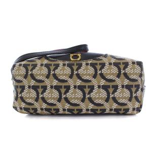 ガンチーニ柄 ポーチ 化粧ポーチ 総柄 ゴールド金具 ベージュ ブラック AU-22/D876