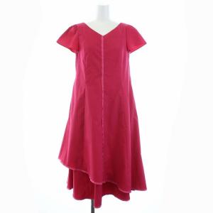 21年製 ワンピース 半袖 Vネック ひざ丈 38 M ピンク