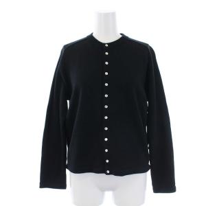 スウェット 長袖 カーディガン エルボーパッチ クルーネック ブラック