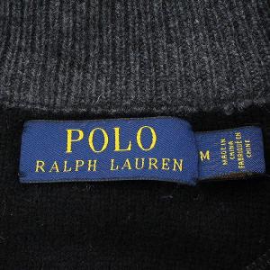 POLO RALPH LAUREN 近年モデル ニット セーター カットソー ハーフジップ ホース刺繍 ウール カシミヤ混 M グレー 710681666012