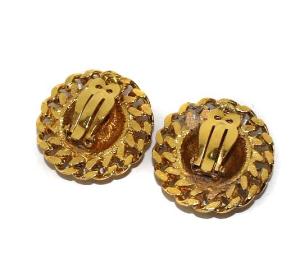 CHANEL ヴィンテージ ココマーク マトラッセ チェーンモチーフ イヤリング クリップ式 ゴールド色