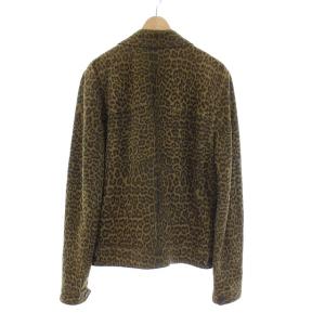SAINT LAURENT PARIS 361673 14年製 エディ期 スエードジャケット レオパード柄 46 ベージュ ブラック
