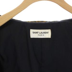 SAINT LAURENT PARIS 361673 14年製 エディ期 スエードジャケット レオパード柄 46 ベージュ ブラック
