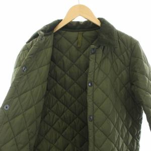 Barbour キルティングジャケット 中綿ジャケット 襟コーデュロイ 40 カーキ 1802189