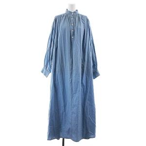 × TEN カフタンワンピース バンドカラーシャツ 水色