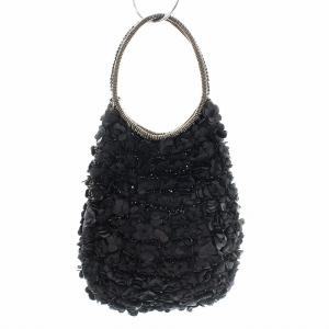 ワイヤーバッグ ハンドバッグ フラワー レザー ブラック