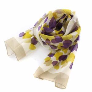 ストール マフラー シースルー シルク ハート ベージュ パープル