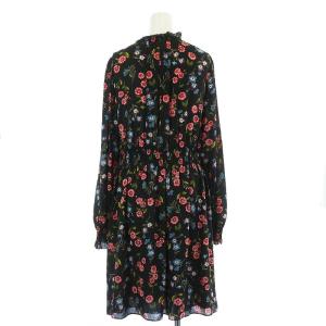 kate spade new york フレアワンピース ひざ丈 長袖 ウエストゴム 花柄 M マルチカラー