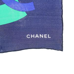 CHANEL スカーフ ココマーク 総柄 ネイビー マルチカラー