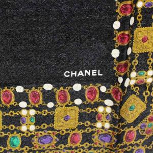 CHANEL スカーフ チェーン ココマーク 総柄 ブラック