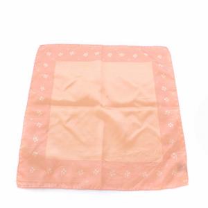 ハンカチ シルク クローバー 総柄 オレンジ