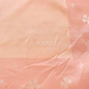 CHANEL ハンカチ シルク クローバー 総柄 オレンジ