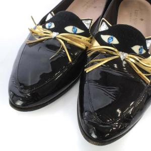kate spade new york キャット ローファー シューズ ネコ エナメル 6M 23cm ブラック
