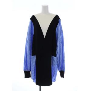 21AW ダブルサテンニット×SHIRT PULLOVER ワンピース M 靑