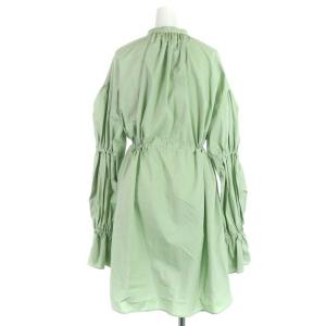 ENFOLD 21AW COブロード ギャザーオーバーブラウス チュニック コットン 長袖 38 グリーン