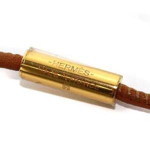 HERMES ループグラン ネックレス レザー ゴールド