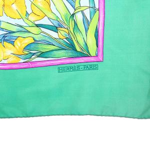 HERMES カレ90 ジヴェルニー GIVERNY スカーフ シルク 緑 