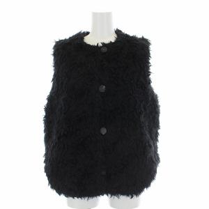 ファー ベスト 前開き モヘヤ 3 L ブラック