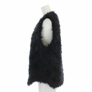 HaaT ファー ベスト 前開き モヘヤ 3 L ブラック