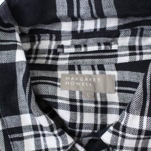 MARGARET HOWELL 19SS 長袖 チェック シャツ コットン 1 ブラック ホワイト