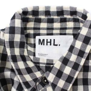 MHL. ギンガムチェック 長袖 シャツ コットン M ブラック アイボリー