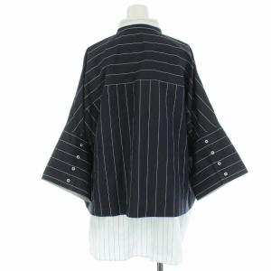 BRUNELLO CUCINELLI ブラウス シャツ 長袖 ストライプ レイヤード風 リネン XS 黒