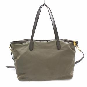 PRADA トートバッグ ショルダーバッグ 2WAY ナイロン レザー カーキ